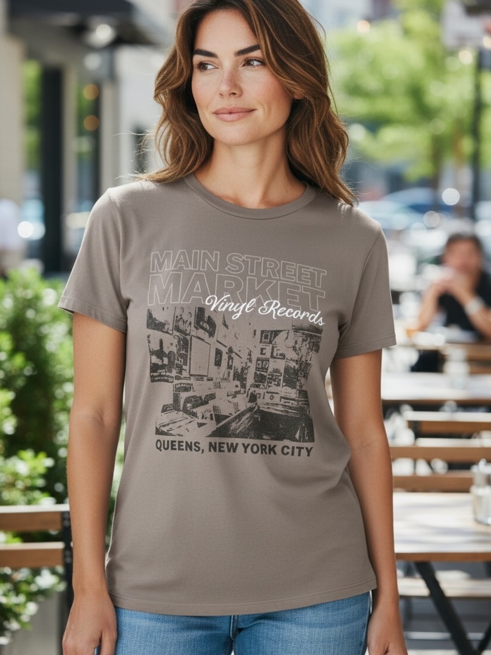 Main Street Market Queens Graphic Tee - Taupe